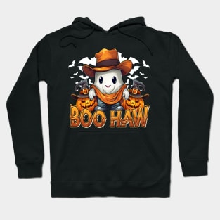 Funny Halloween Western Cowboy Cowgirl Ghost Boo Haw Spooky Hoodie